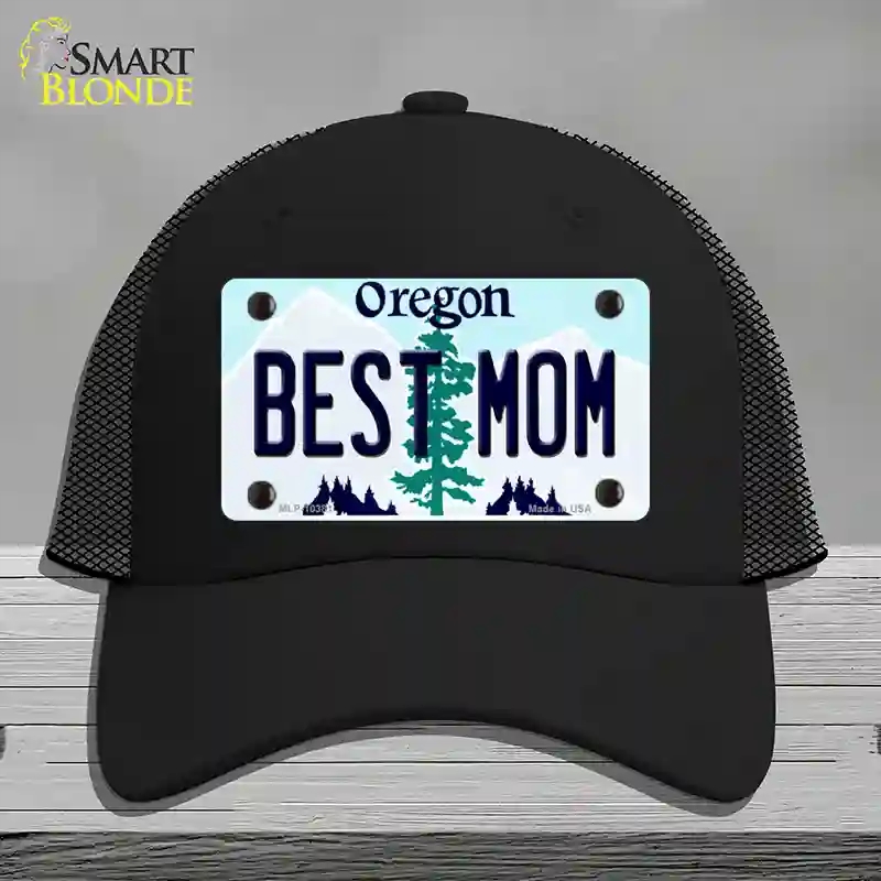 HAT01-MLP-10381 Best Mom Oregon Novelty License Plate Hat, Mesh - Black