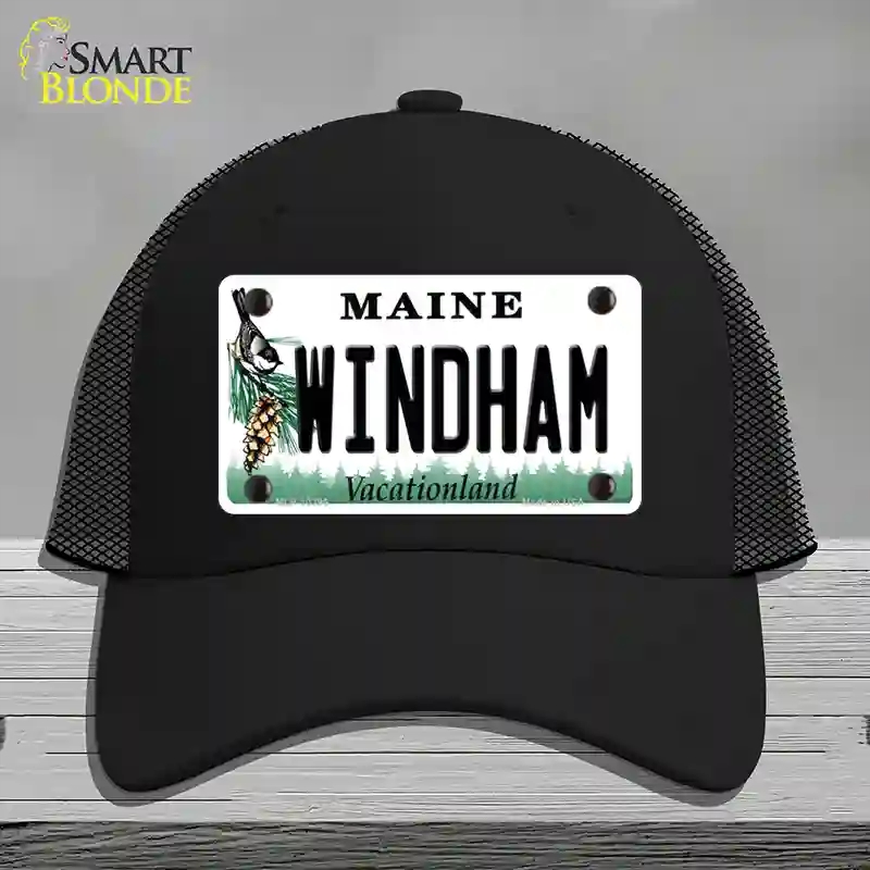 HAT01-MLP-10396 Windham Maine Novelty License Plate Hat, Mesh - Black