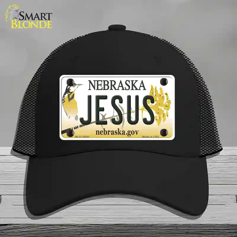 HAT01-MLP-10591 Jesus Nebraska Novelty License Plate Hat, Mesh - Black