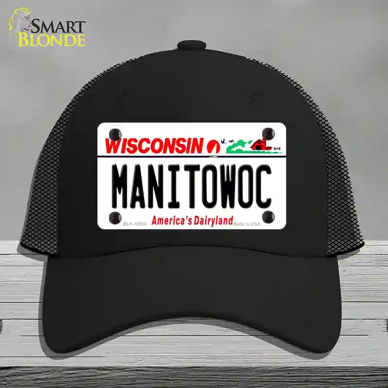 HAT01-MLP-10620 Manitowoc Wisconsin Novelty License Plate Hat, Mesh - Black