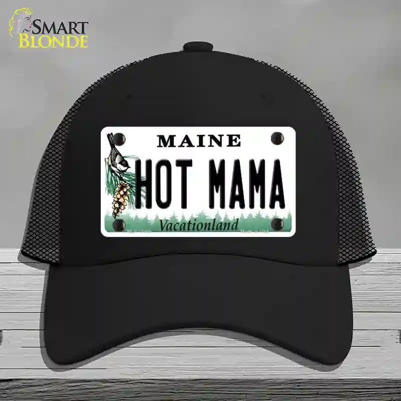 HAT01-MLP-10406 Hot Mama Maine Novelty License Plate Hat, Mesh - Black