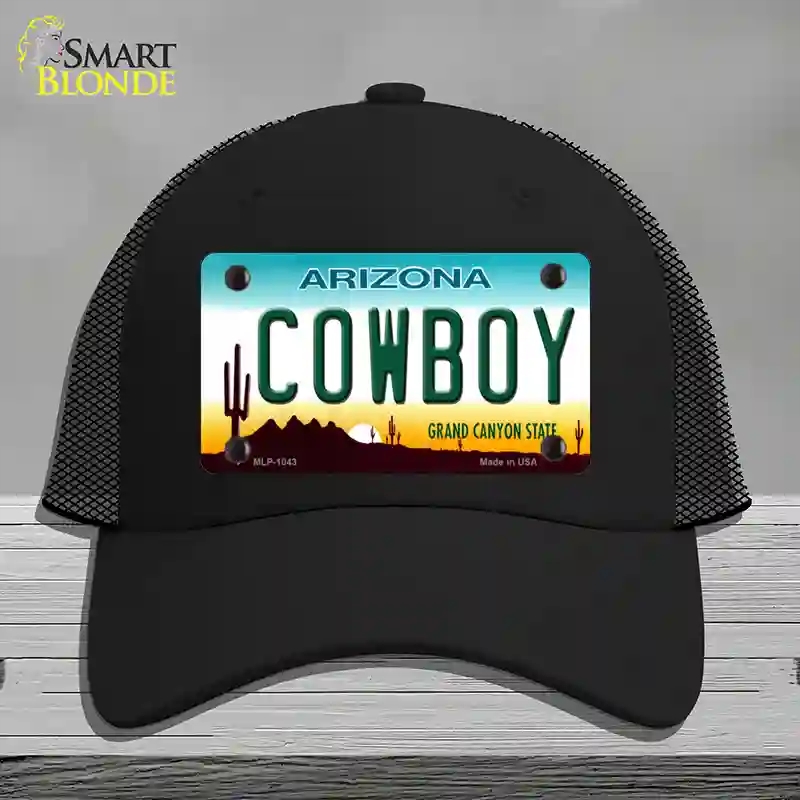 HAT01-MLP-1043 Cowboy Arizona Novelty License Plate Hat, Mesh - Black
