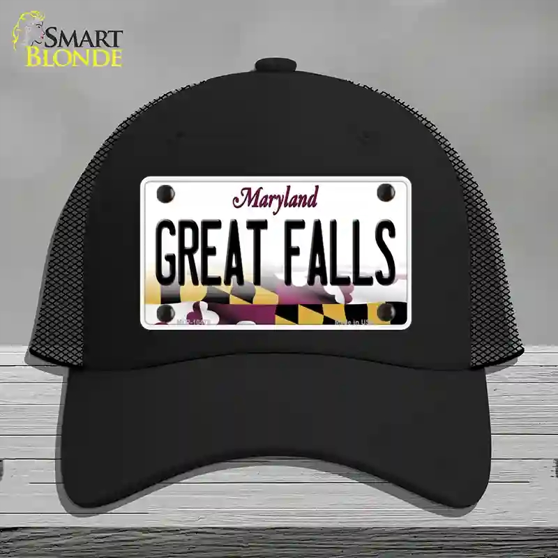 HAT01-MLP-10476 Great Falls Maryland Novelty License Plate Hat, Mesh - Black