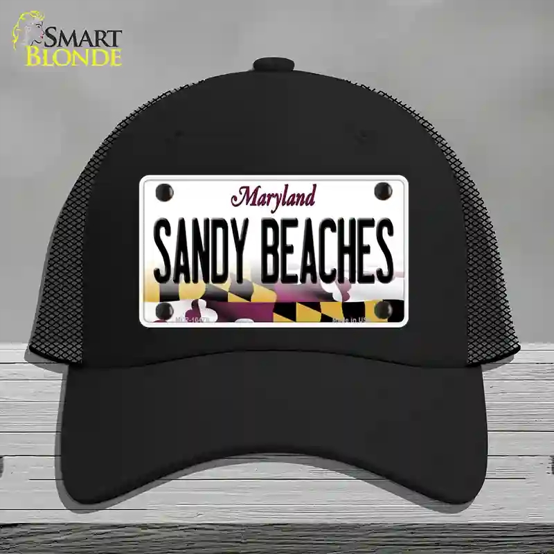 HAT01-MLP-10479 Sandy Beaches Maryland Novelty License Plate Hat, Mesh - Black