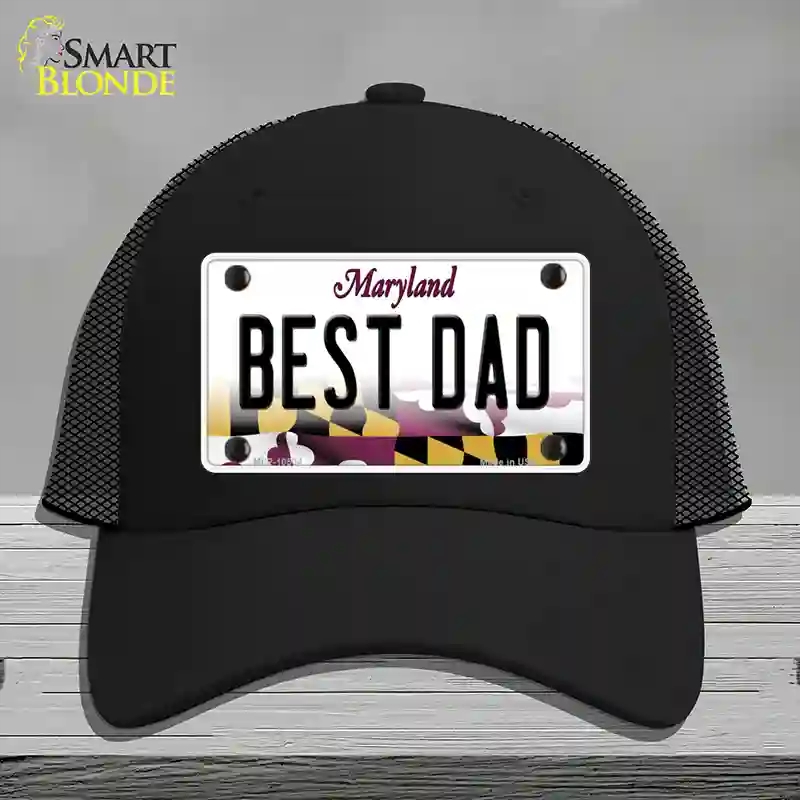 HAT01-MLP-10504 Best Dad Maryland Novelty License Plate Hat, Mesh - Black
