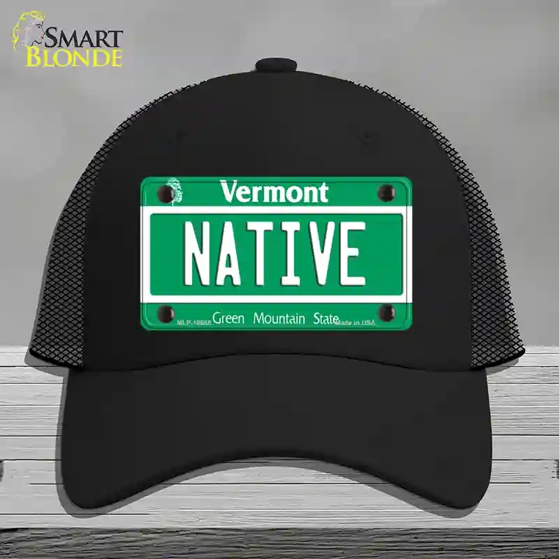HAT01-MLP-10688 Native Vermont Novelty License Plate Hat, Mesh - Black