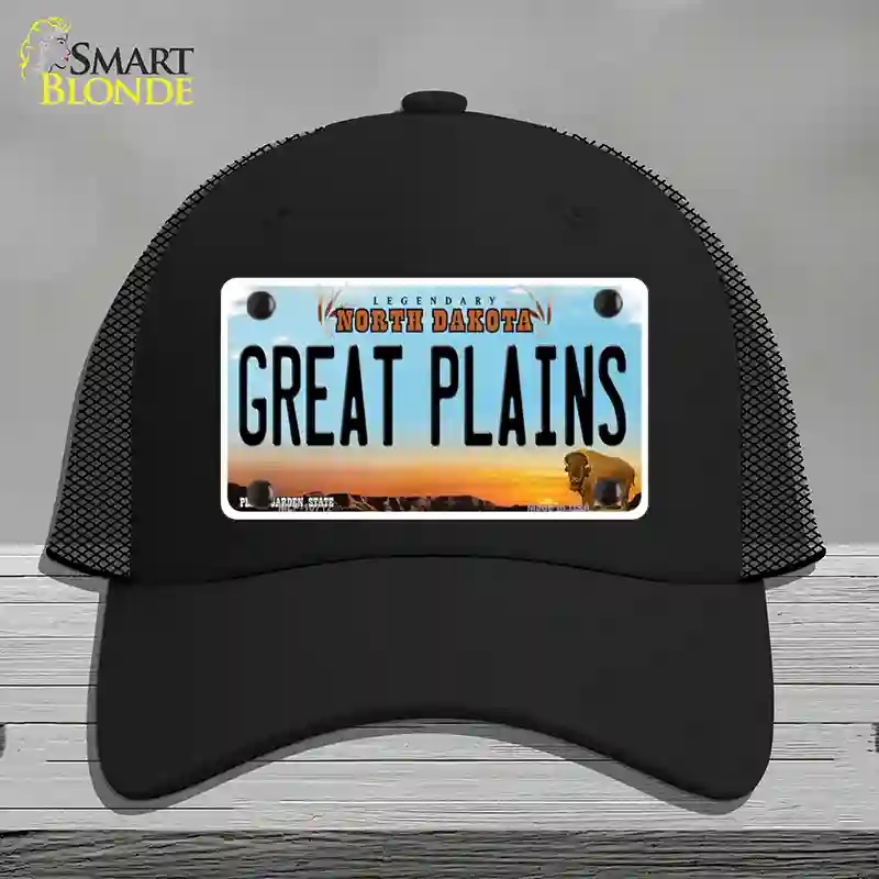 HAT01-MLP-10712 Great Plains North Dakota Novelty License Plate Hat, Mesh - Black
