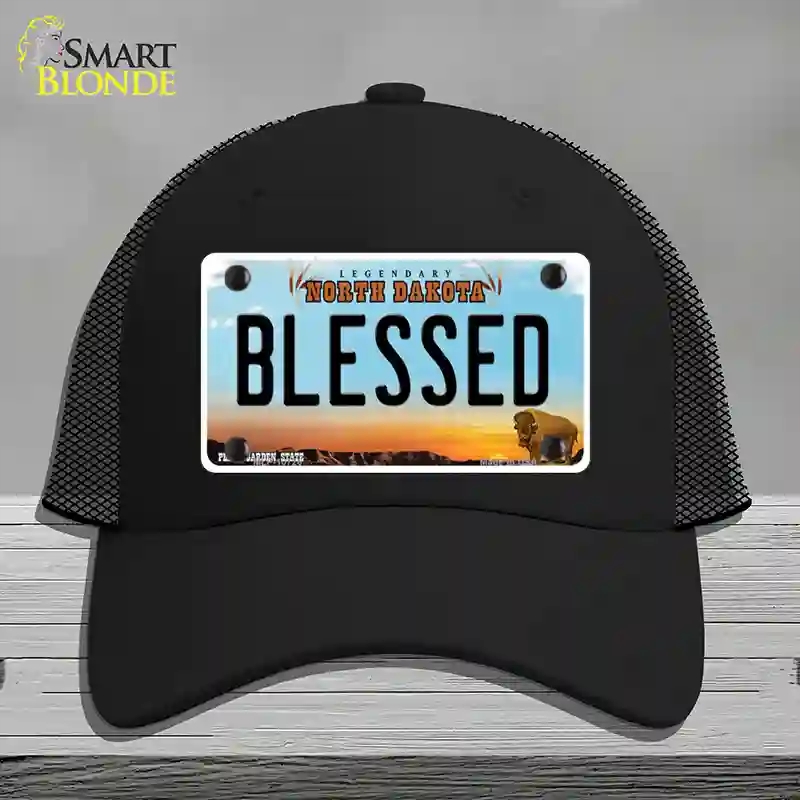 HAT01-MLP-10726 Blessed North Dakota Novelty License Plate Hat, Mesh - Black