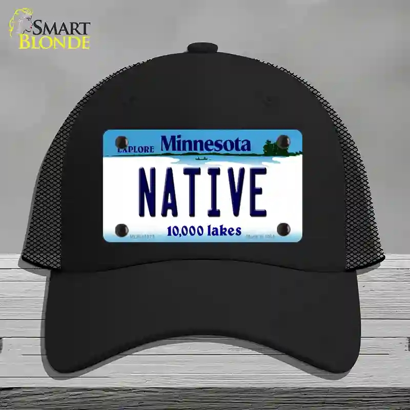 HAT01-MLP-11073 Native Minnesota State Novelty License Plate Hat, Mesh - Black