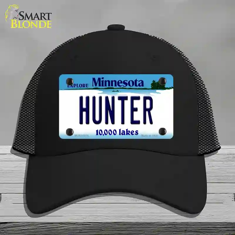 HAT01-MLP-11076 Hunter Minnesota State Novelty License Plate Hat, Mesh - Black