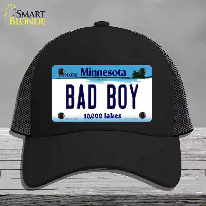 HAT01-MLP-11078 Bad Boy Minnesota State Novelty License Plate Hat, Mesh - Black