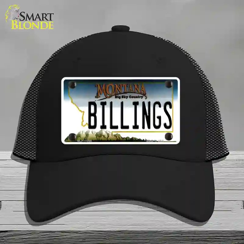 HAT01-MLP-11090 Billings Montana State Novelty License Plate Hat, Mesh - Black