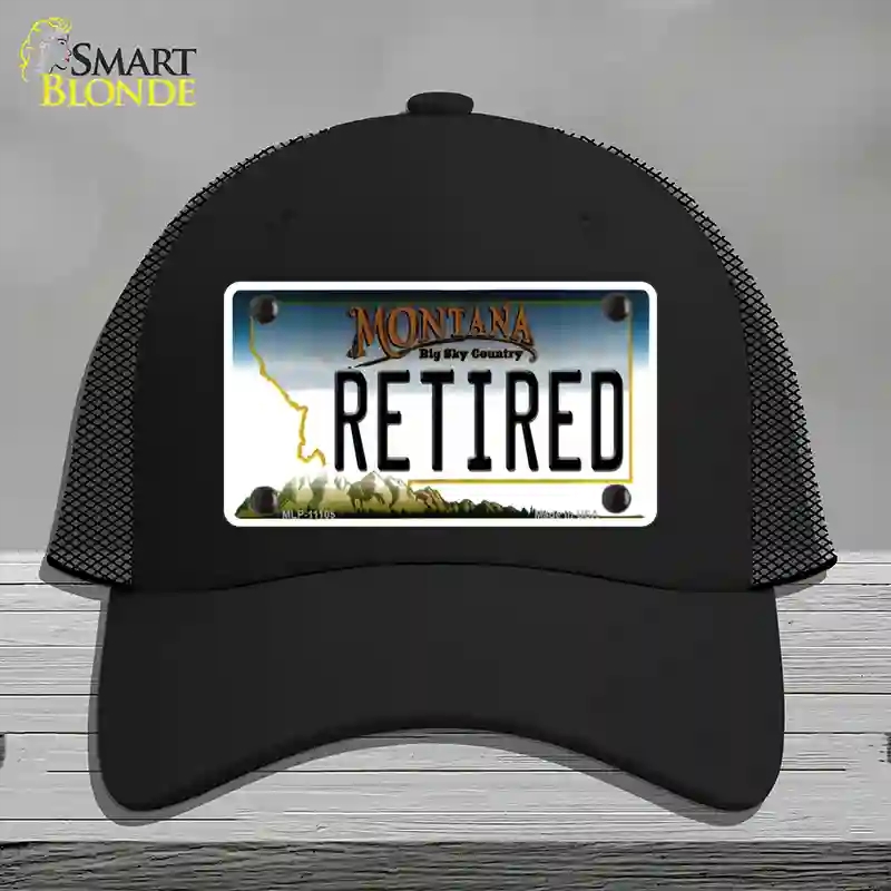 HAT01-MLP-11105 Retired Montana State Novelty License Plate Hat, Mesh - Black