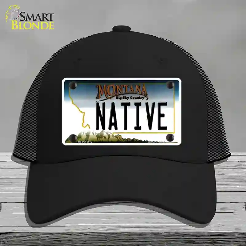 HAT01-MLP-11117 Native Montana State Novelty License Plate Hat, Mesh - Black