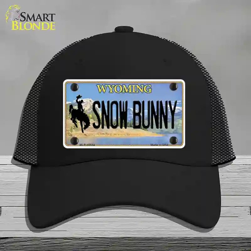 HAT01-MLP-10534 Snow Bunny Wyoming Novelty License Plate Hat, Mesh - Black