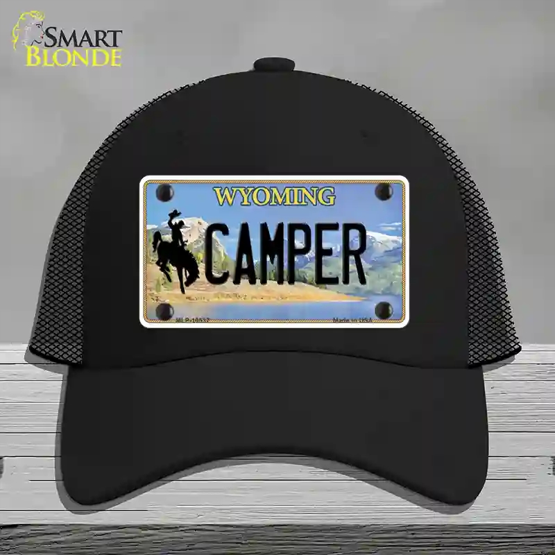 HAT01-MLP-10537 Camper Wyoming Novelty License Plate Hat, Mesh - Black