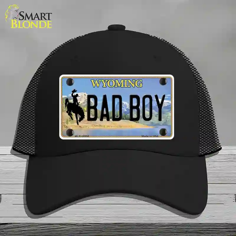 HAT01-MLP-10558 Bad Boy Wyoming Novelty License Plate Hat, Mesh - Black