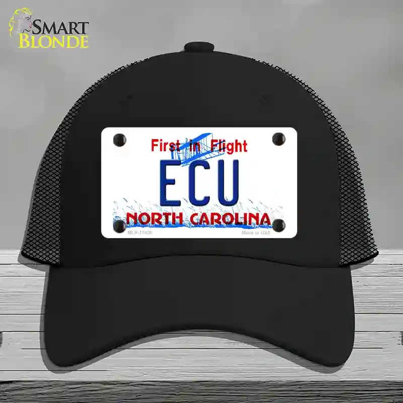 HAT01-MLP-11828 ECU North Carolina Novelty License Plate Hat, Mesh - Black