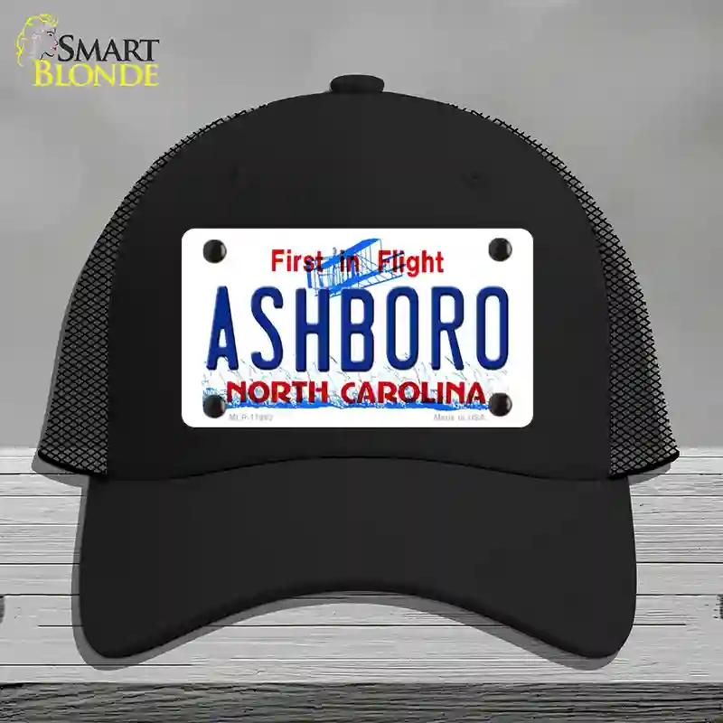 HAT01-MLP-11843 Ashboro North Carolina Novelty License Plate Hat, Mesh - Black