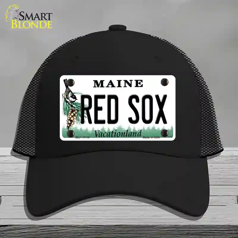 HAT01-MLP-11119 Red Sox Maine Novelty License Plate Hat, Mesh - Black