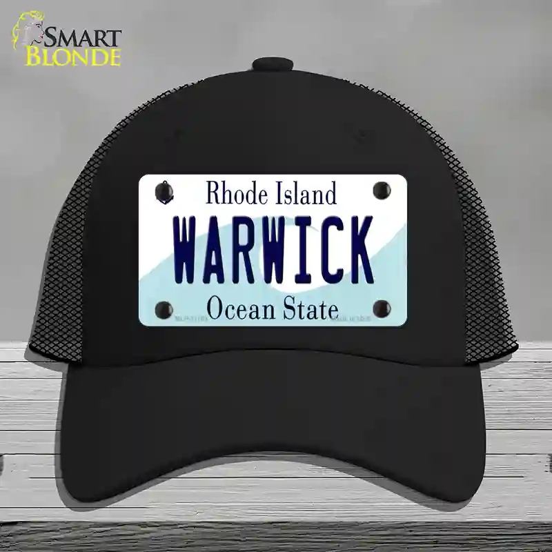 HAT01-MLP-11184 Warwick Rhode Island State Novelty License Plate Hat, Mesh - Black