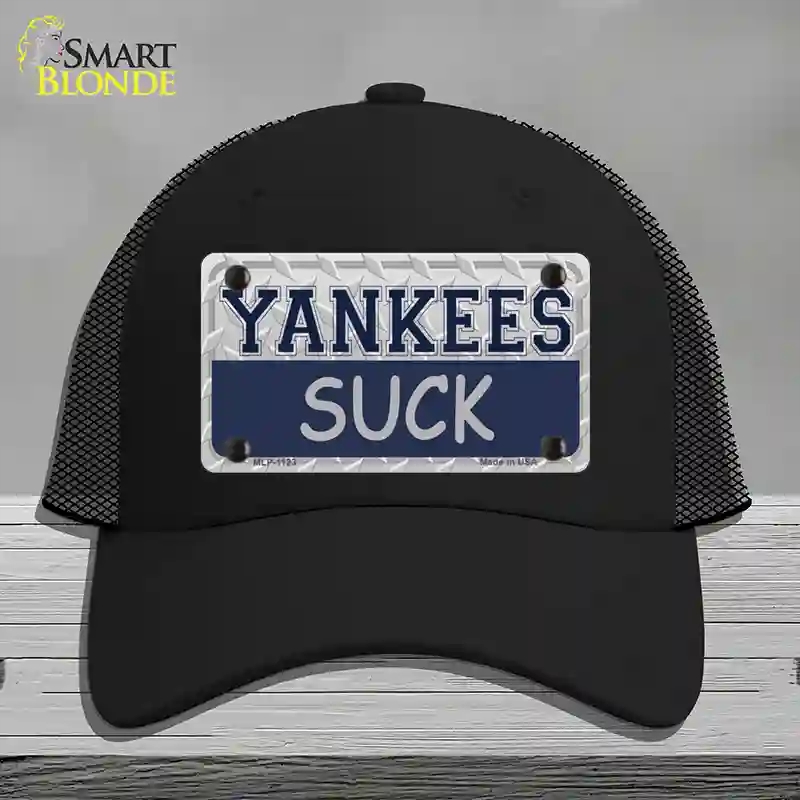 HAT01-MLP-1123 Yankees Suck Novelty License Plate Hat, Mesh - Black