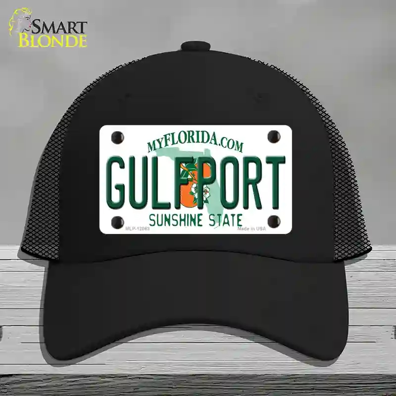 HAT01-MLP-12063 Florida Gulfport Novelty License Plate Hat, Mesh - Black