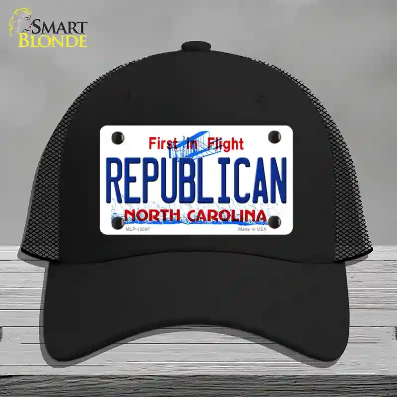 HAT01-MLP-12097 Republican North Carolina State Novelty License Plate Hat, Mesh - Black