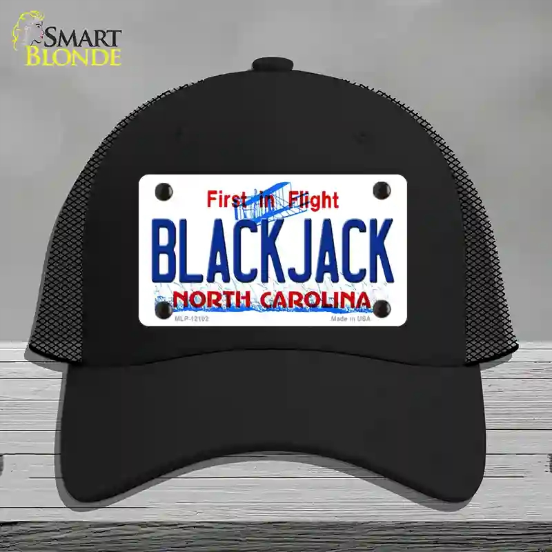 HAT01-MLP-12102 Blackjack North Carolina State Novelty License Plate Hat, Mesh - Black
