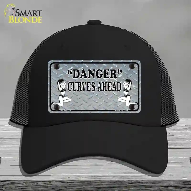 HAT01-MLP-1126 Danger Curves Ahead Novelty License Plate Hat, Mesh - Black