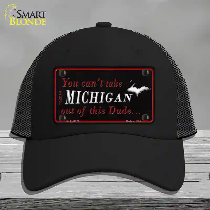 HAT01-MLP-11276 Michigan Dude Novelty License Plate Hat, Mesh - Black