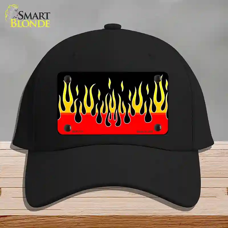 HAT03-MLP-021 Flames Novelty License Plate Hat, Cotton - Black