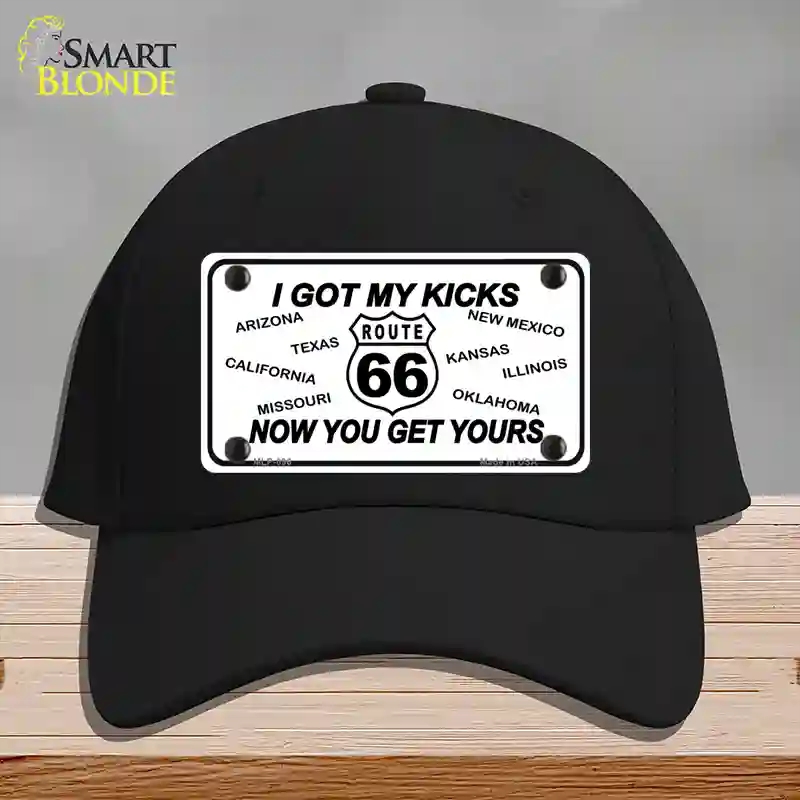 HAT03-MLP-096 I Got My Kicks Novelty License Plate Hat, Cotton - Black