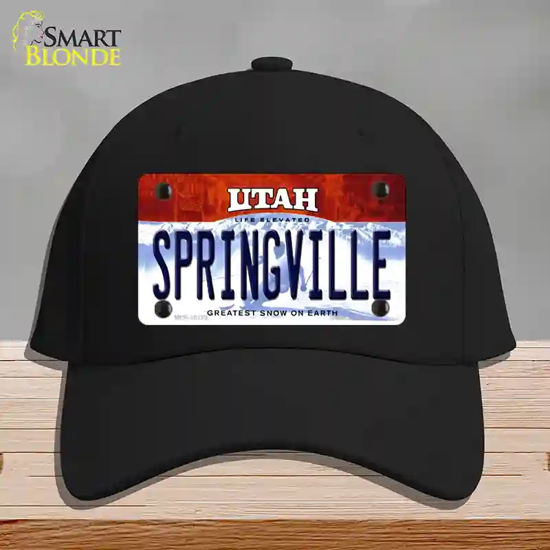 HAT03-MLP-10193 Springville Utah Novelty License Plate Hat, Cotton - Black