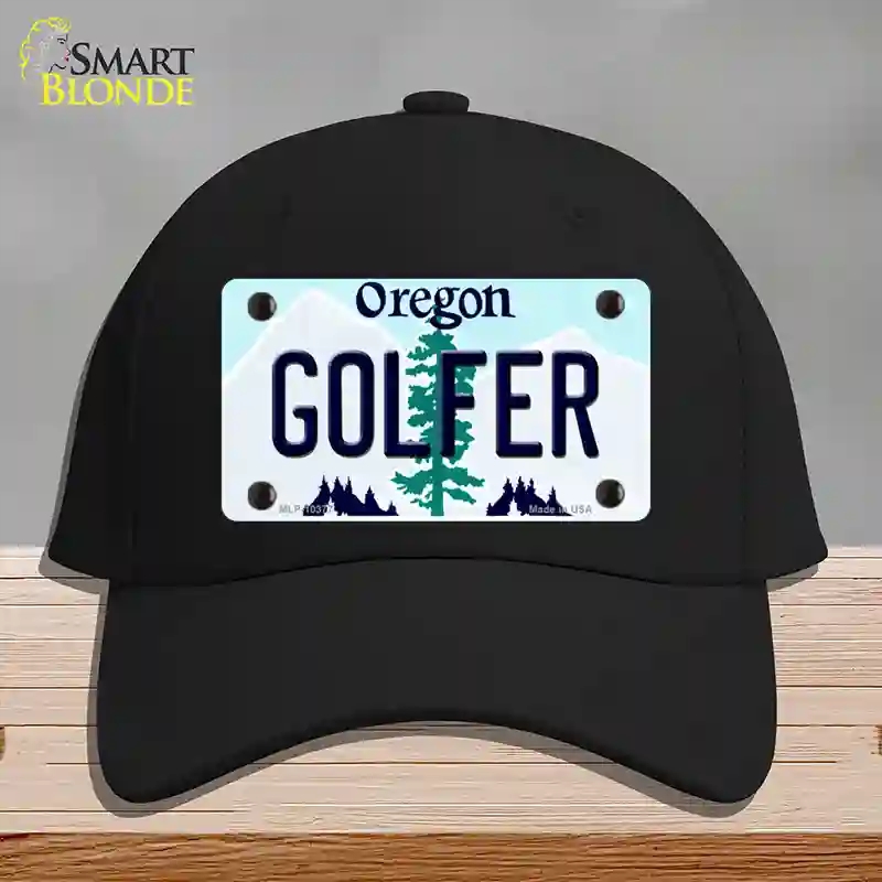 HAT03-MLP-10377 Golfer Oregon Novelty License Plate Hat, Cotton - Black