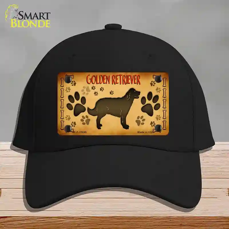 HAT03-MLP-10449 Golden Retriever Novelty License Plate Hat, Cotton - Black