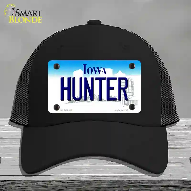 HAT01-MLP-10966 Hunter Iowa Novelty License Plate Hat, Mesh - Black