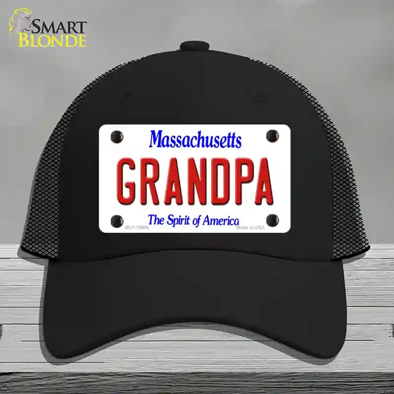 HAT01-MLP-10998 Grandpa Massachusetts Novelty License Plate Hat, Mesh - Black