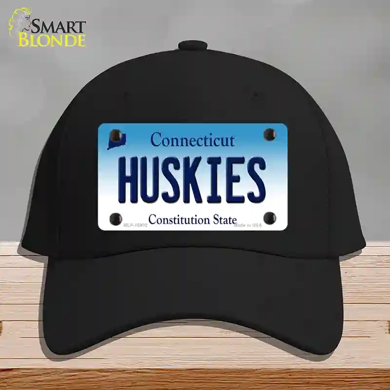 HAT03-MLP-10902 Huskies Connecticut Novelty License Plate Hat, Cotton - Black