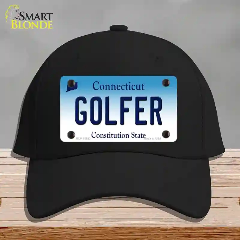 HAT03-MLP-10923 Golfer Connecticut Novelty License Plate Hat, Cotton - Black