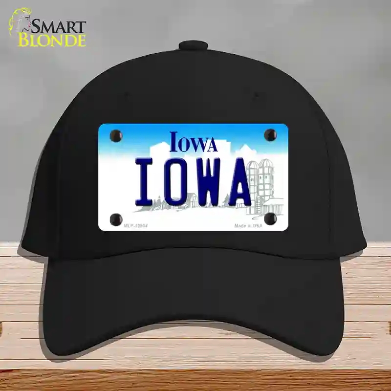 HAT03-MLP-10934 Iowa State Novelty License Plate Hat, Cotton - Black