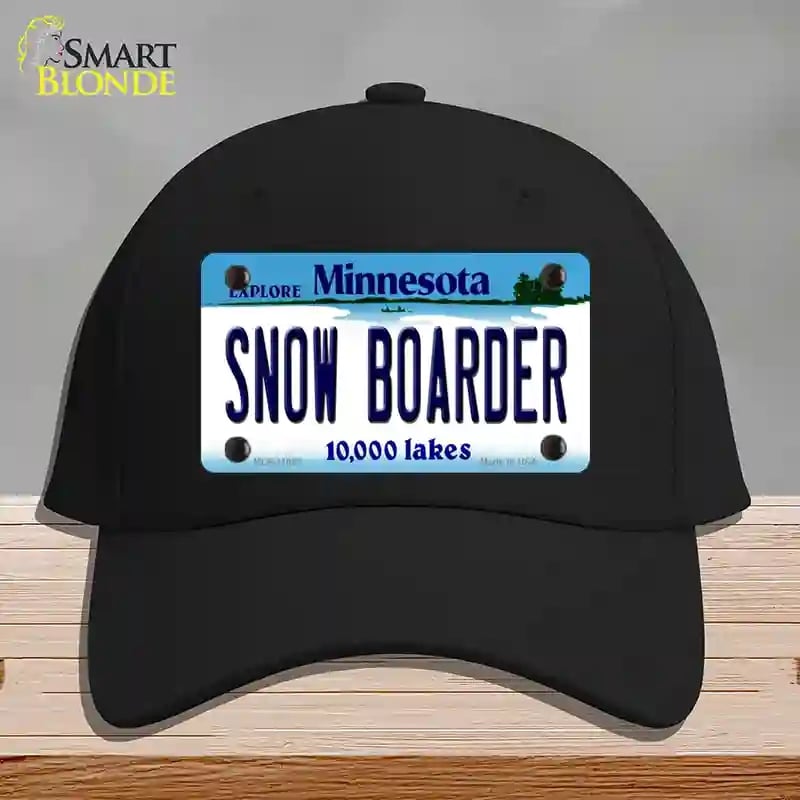 HAT03-MLP-11083 Snow Boarder Minnesota State Novelty License Plate Hat, Cotton - Black