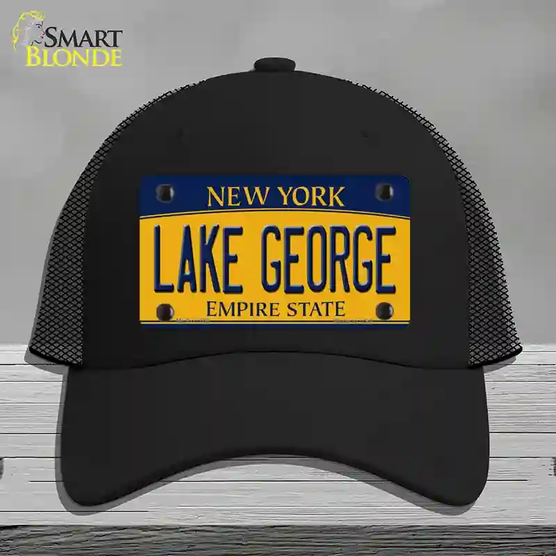 HAT01-MLP-11708 Lake George   York Novelty License Plate Hat, Mesh - Black