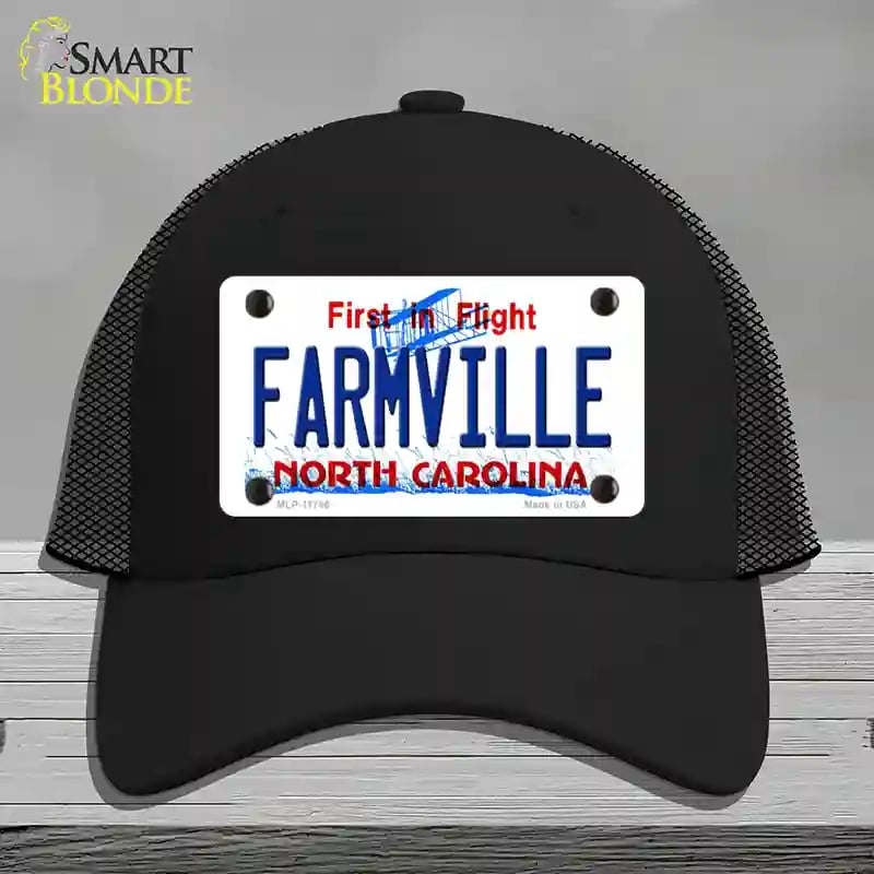 HAT01MLP11746 Farmville North Carolina State Novelty License Plate Hat44 Mesh  Black