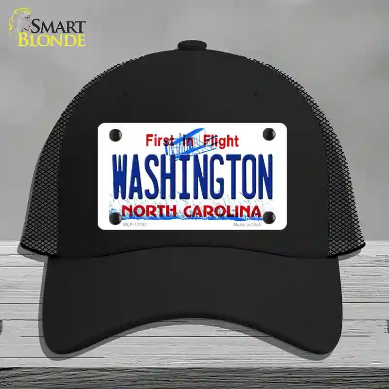 HAT01-MLP-11747 Washington North Carolina State Novelty License Plate Hat, Mesh - Black