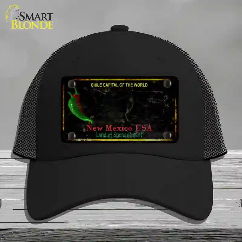 HAT01-MLP-11755   Mexico Blank Rusty State Novelty License Plate Hat, Mesh - Black