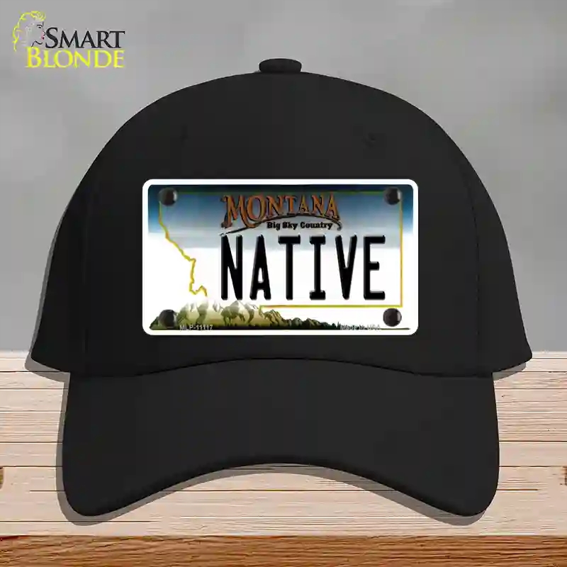 HAT03-MLP-11117 Native Montana State Novelty License Plate Hat, Cotton - Black
