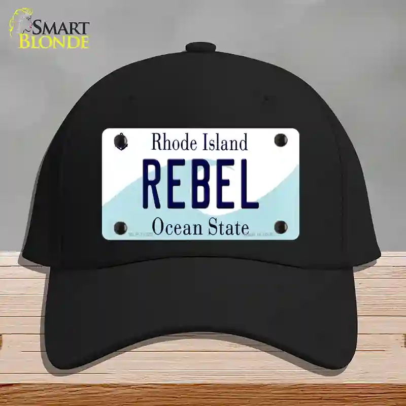 HAT03-MLP-11223 Rebel Rhode Island State Novelty License Plate Hat, Cotton - Black