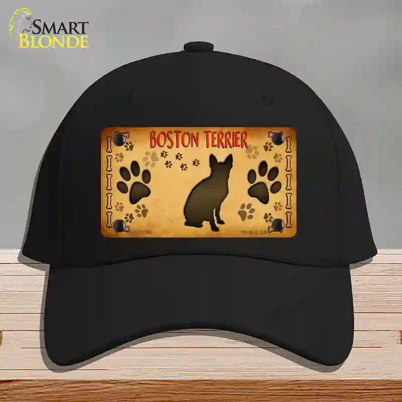 HAT03-MLP-11305 Boston Terrier Novelty License Plate Hat, Cotton - Black