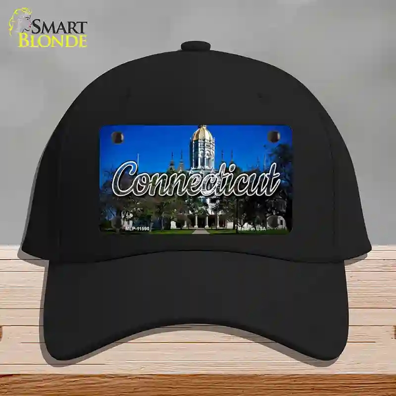 HAT03-MLP-11590 Connecticut Capital Building State Novelty License Plate Hat, Cotton - Black